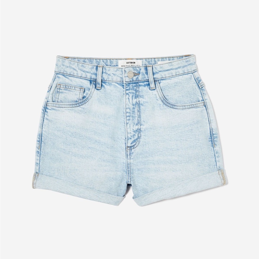 Blue Jean Shorts with Cuffed Hems